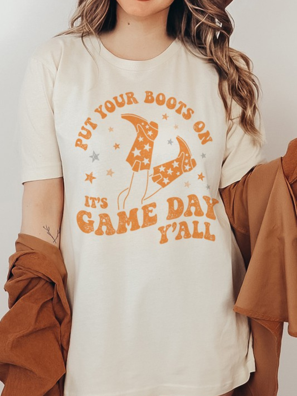 Giddy up its Gameday Blue White Graphic Tee